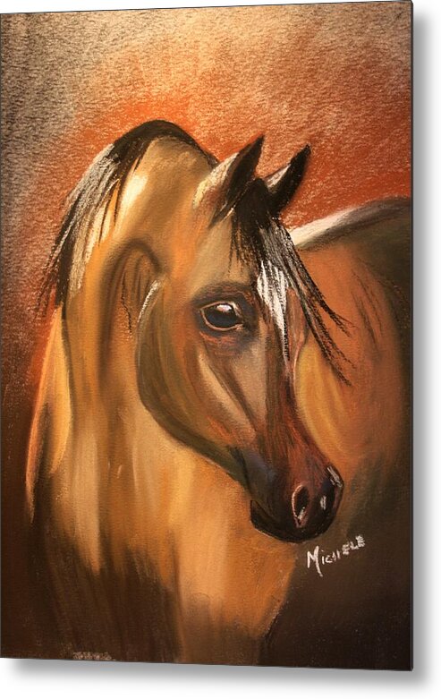 Horses Metal Print featuring the pastel Bay Arab by Michele Turney