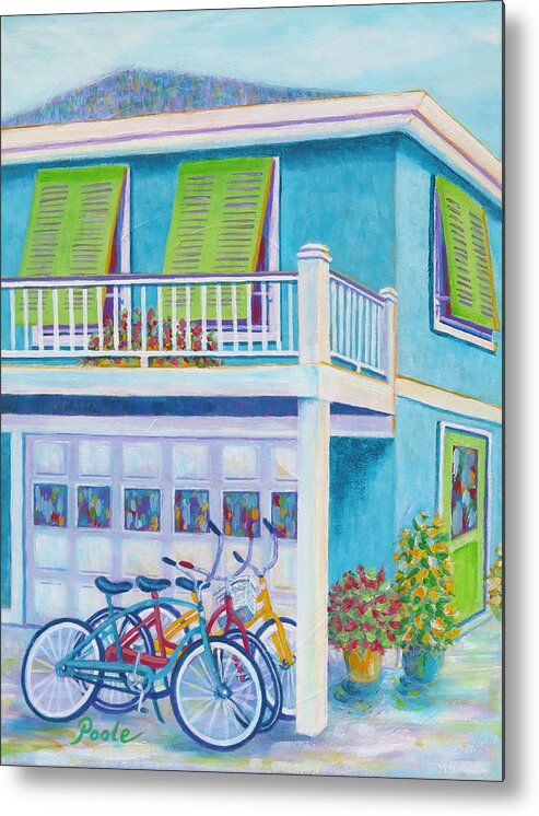 Beach Metal Print featuring the painting Beach Bikes by Pamela Poole