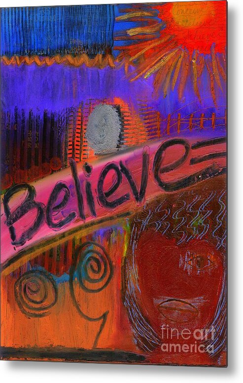 Woman Metal Print featuring the painting Believe Conceive Achieve by Angela L Walker
