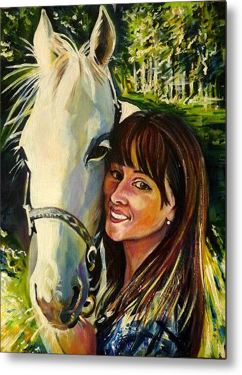Portrait Metal Print featuring the painting Best Buddies by Anna Duyunova
