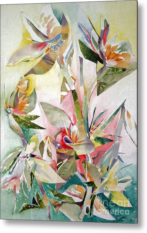 Flowers Metal Print featuring the painting Birds of Paradise by Mafalda Cento