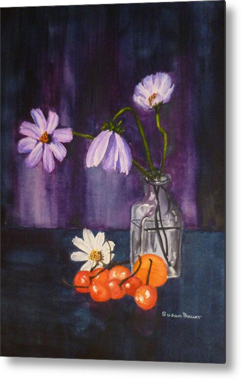 Flowers Metal Print featuring the painting Blossoms and Fruit by Susan Bauer