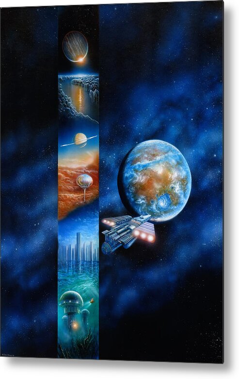 Science Fiction Metal Print featuring the painting Blue Mars by Don Dixon