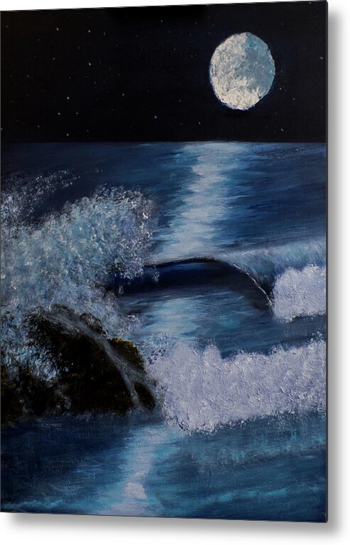 Full Moon Metal Print featuring the painting Blue Moon by Davend Dom