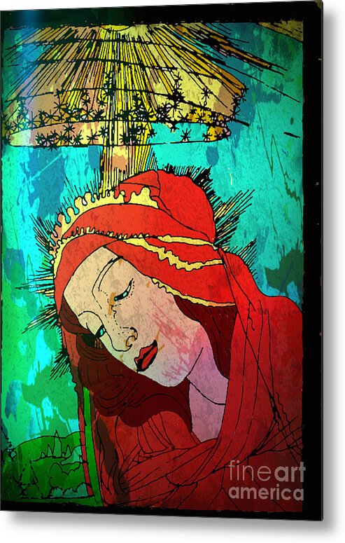 Botticelli Madonna Metal Print featuring the painting Botticelli Madonna Expressionistic by Genevieve Esson