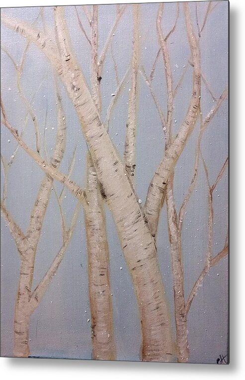 Paper Birch Metal Print featuring the painting Boulots by Carole Hutchison