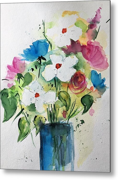 Flower Metal Print featuring the painting Bouquet 4 by Britta Zehm