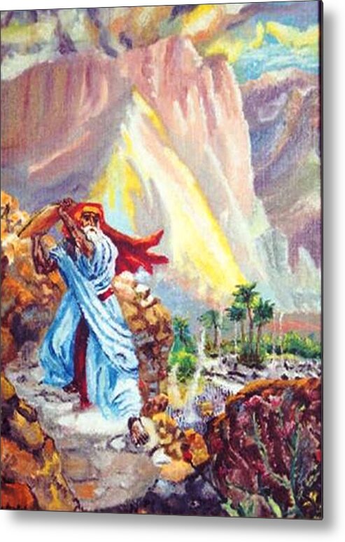 Mountains Metal Print featuring the painting Breaking Of The Commandments by Gloria M Apfel