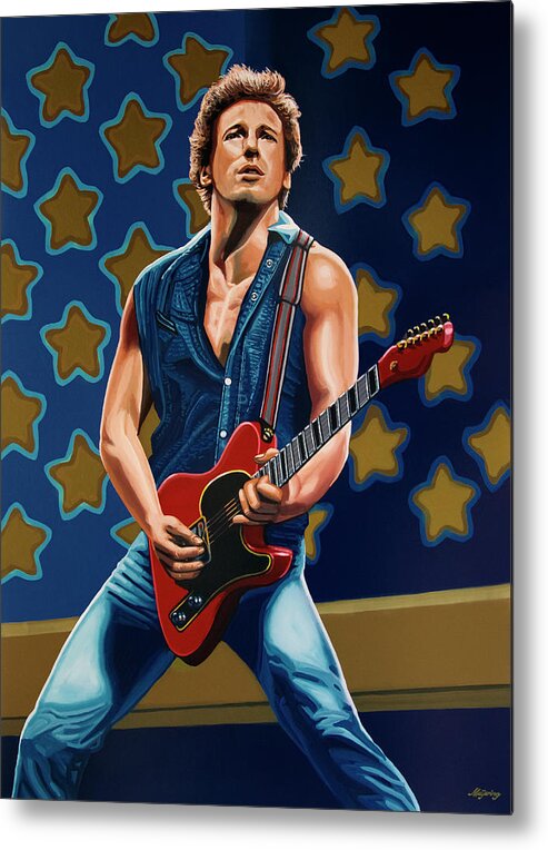 Bruce Springsteen Metal Print featuring the painting Bruce Springsteen The Boss Painting by Paul Meijering