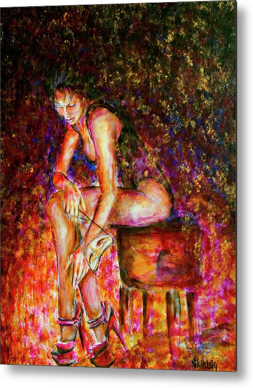Woman Metal Print featuring the painting Burlesque I by Nik Helbig