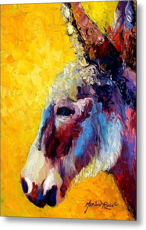 Western Metal Print featuring the painting Burro Study II by Marion Rose