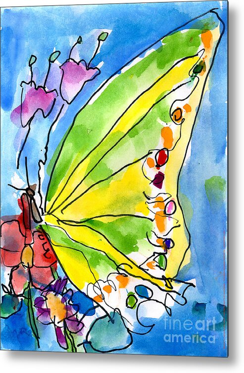 Butterfly Metal Print featuring the painting Butterfly by Jeffrey Shutt Age Six