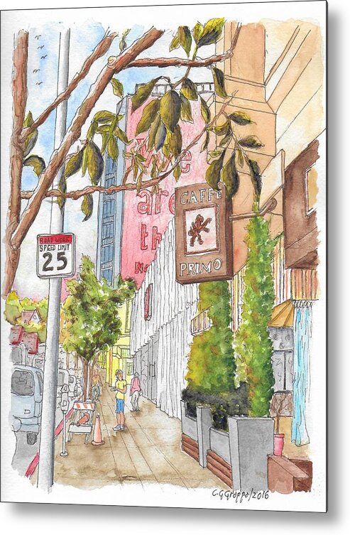 Café Primo Metal Print featuring the painting Cafee Primo in Sunset Plaza, West Hollywood, California by Carlos G Groppa