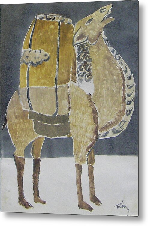 Animal Metal Print featuring the painting Camel Facing Right by Thomas Tribby