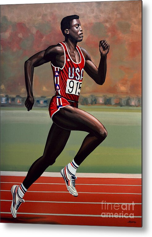 Carl Lewis Metal Print featuring the painting Carl Lewis by Paul Meijering