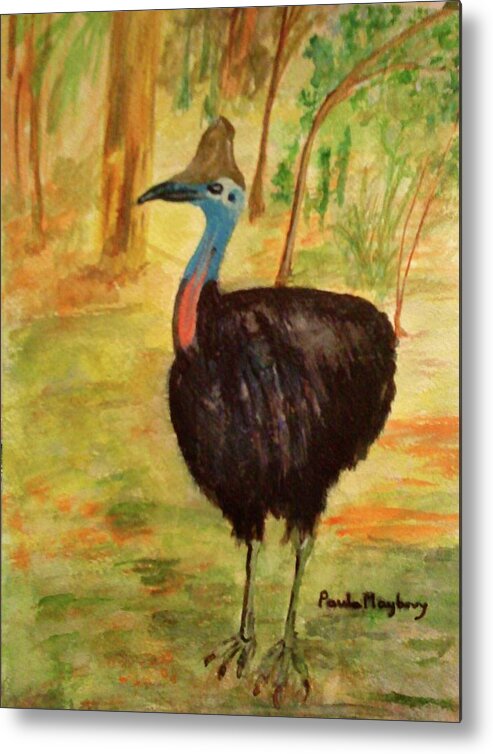 Large Bird Metal Print featuring the painting Cassowary Bird by Paula Maybery