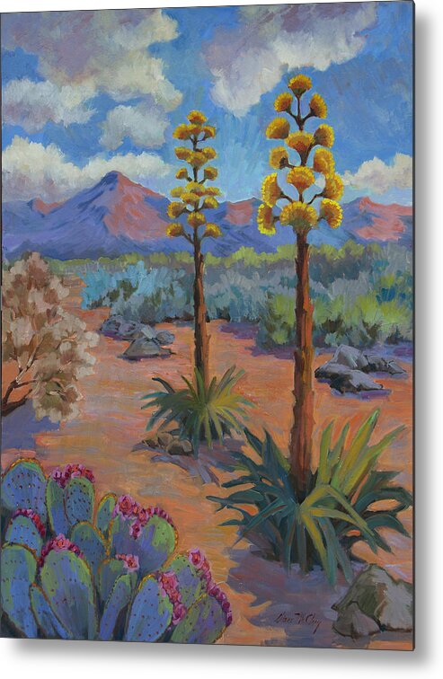 Century Plants Metal Print featuring the painting Century Plants 2 by Diane McClary