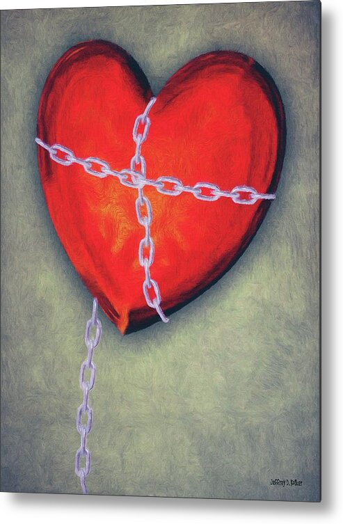 Heart Metal Print featuring the painting Chained Heart by Jeffrey Kolker