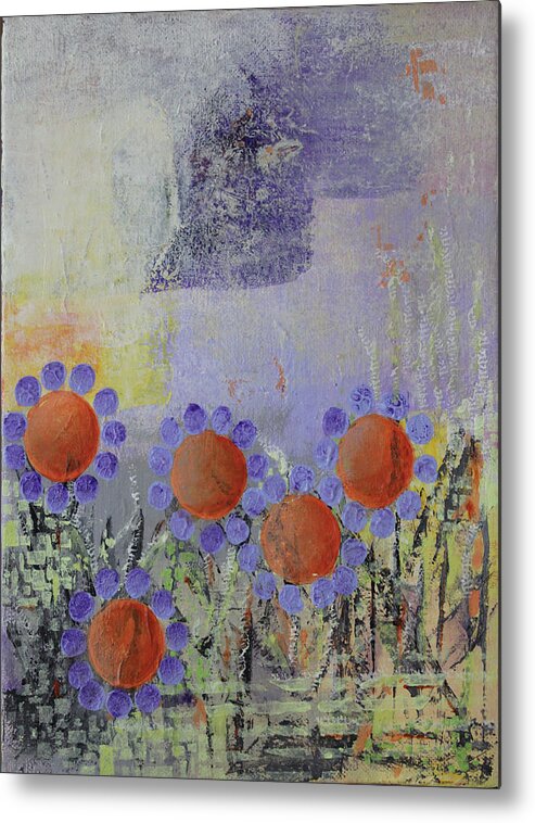 Circles Metal Print featuring the painting Cheery Flowers by April Burton