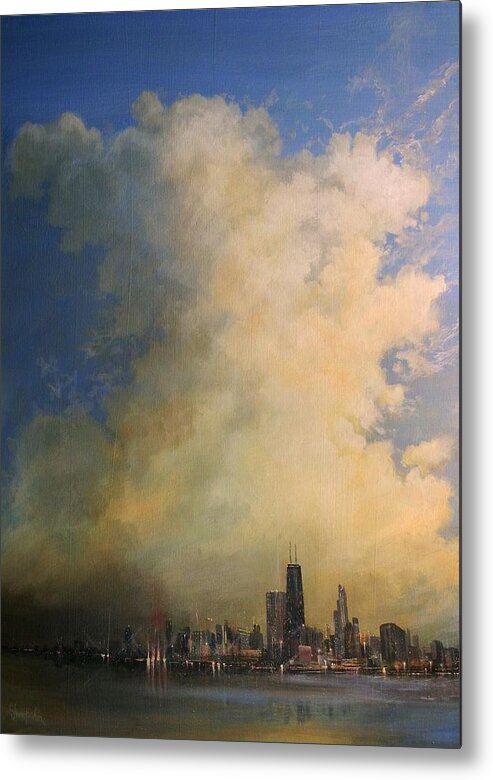 Skyscape Metal Print featuring the painting Chicago Skyscraper by Tom Shropshire