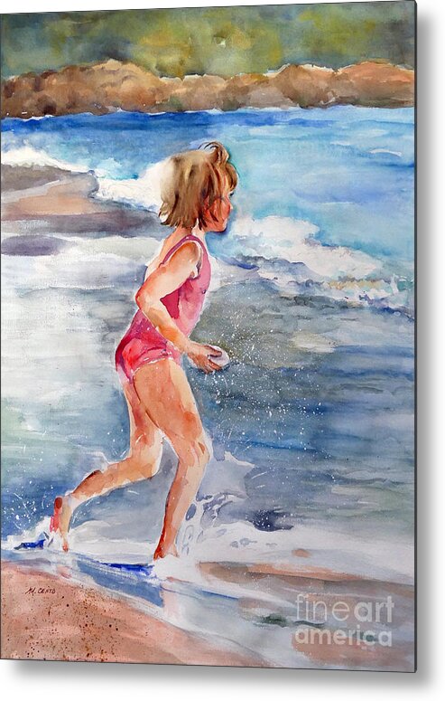 Figure Metal Print featuring the painting Child Beach Play by Mafalda Cento