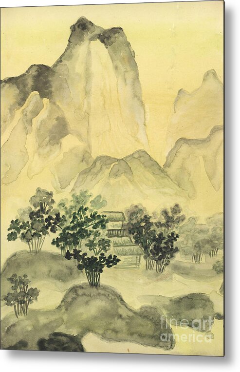 Art Metal Print featuring the painting Chinese painting hills by Irina Afonskaya
