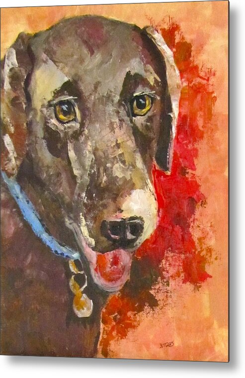 Dog Metal Print featuring the painting Chocolate by Barbara O'Toole