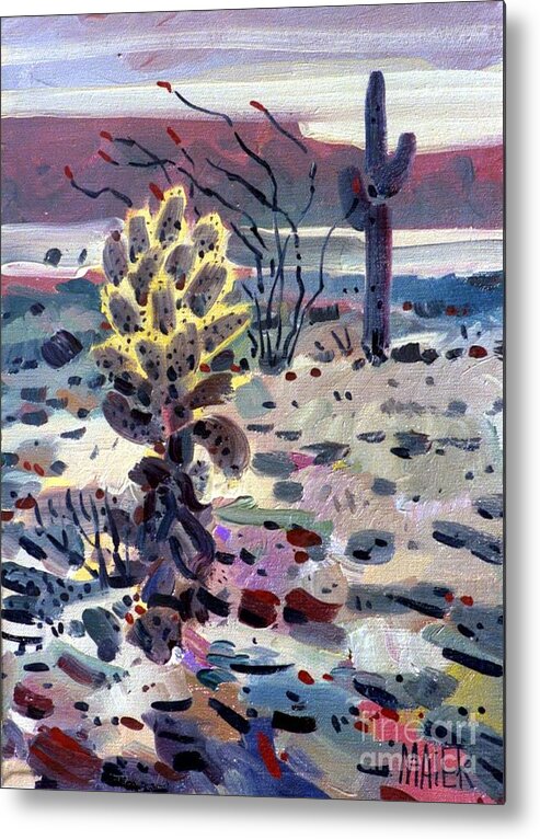 Cholla Metal Print featuring the painting Cholla Saguargo and Ocotillo by Donald Maier