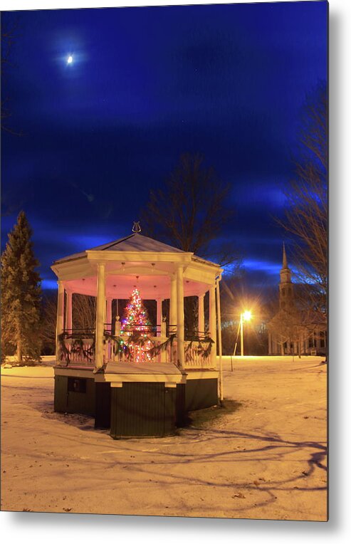 Town Common Metal Print featuring the photograph Christmas Moon over Town Common by John Burk
