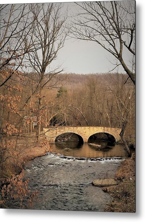 Stone Metal Print featuring the photograph Clarks Valley Stone Bridge by Jacqueline Whitcomb