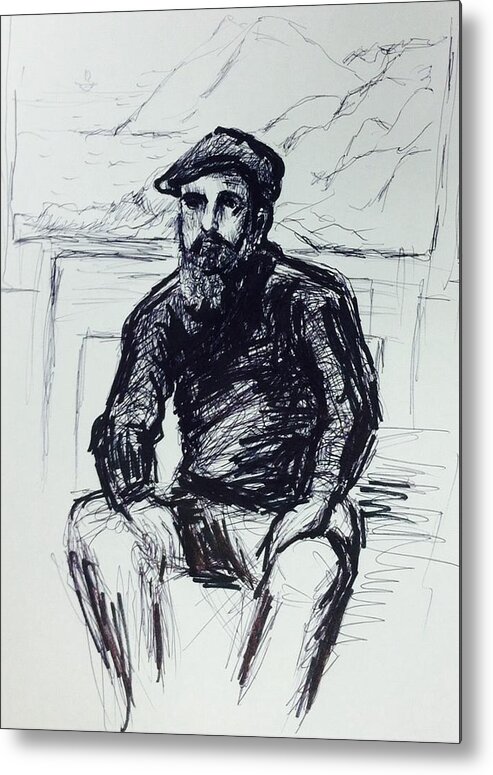 Claude Monet Metal Print featuring the drawing Claude Monet by Hae Kim