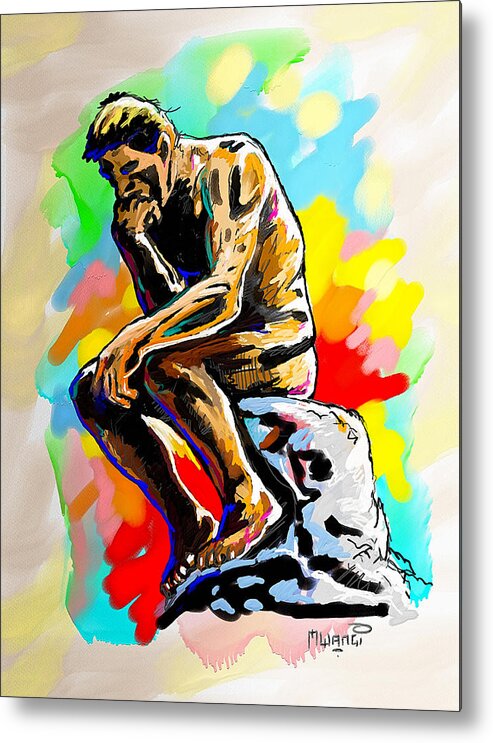 Paris Metal Print featuring the painting Colorful Thinker by Anthony Mwangi