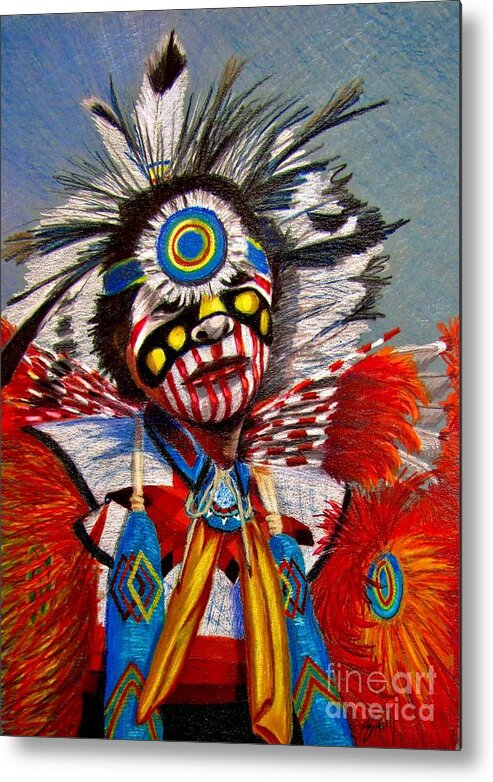 Comanche Dance Metal Print featuring the drawing Comanche Dance by Marilyn Smith