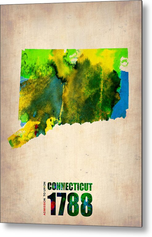 Connecticut Metal Print featuring the digital art Connecticut Watercolor Map by Naxart Studio