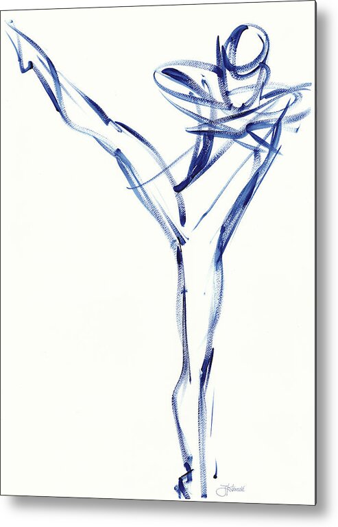 Dancer Metal Print featuring the painting Contemporary Ballet Dancer, Blue by Judith Kunzle
