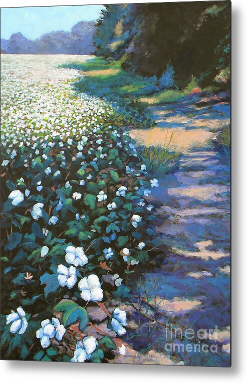 Southern Metal Print featuring the painting Cotton Field by Jeanette Jarmon