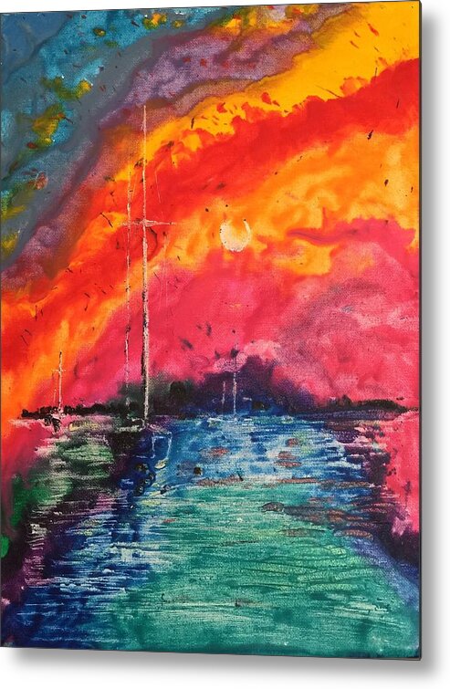 Sailboat Metal Print featuring the painting Cryola Collection by Melanie Stanton