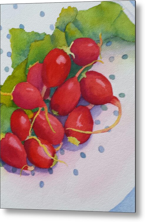 Red Radishes Metal Print featuring the painting Dahling, You Look Radishing by Judy Mercer