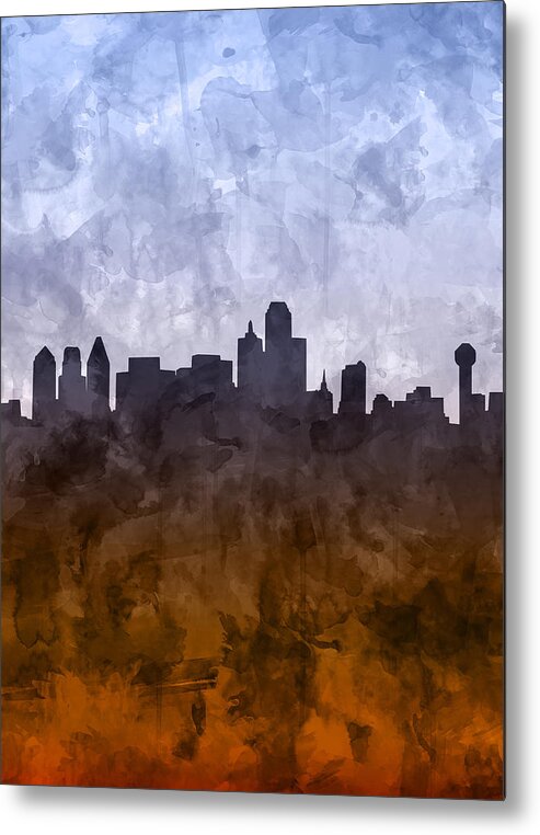 Dallas Metal Print featuring the painting Dallas Skyline Grunge by Bekim M