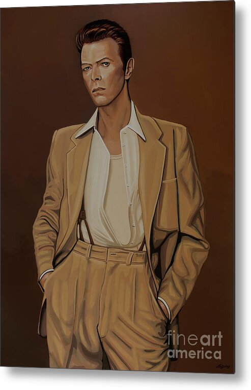 David Bowie Metal Print featuring the painting David Bowie Four Ever by Paul Meijering