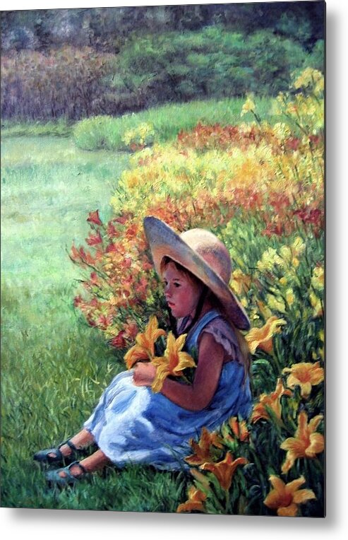 Daylilies Metal Print featuring the painting Daylilies by Marie Witte