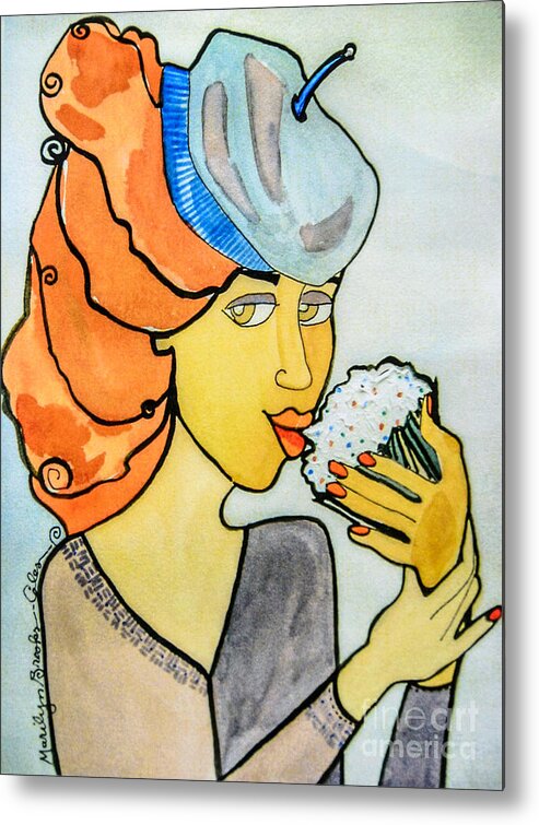Cupcake Metal Print featuring the painting Delicious by Marilyn Brooks