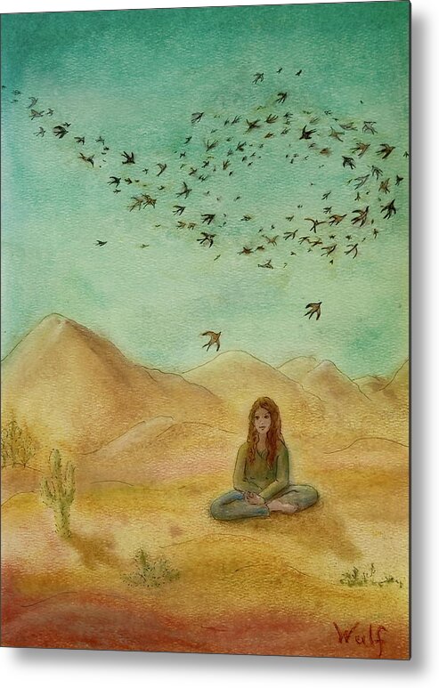 Desert Hot Springs Metal Print featuring the painting Desert Mantra by Bernadette Wulf