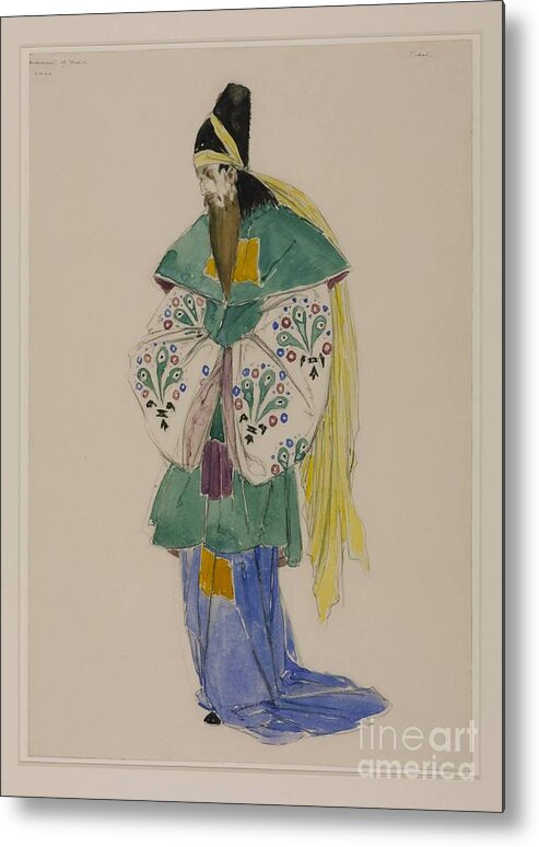 Charles Ricketts Costume Design For Tubal In �the Merchant Of Venice� 1918 Metal Print featuring the painting Design for Tubal by MotionAge Designs