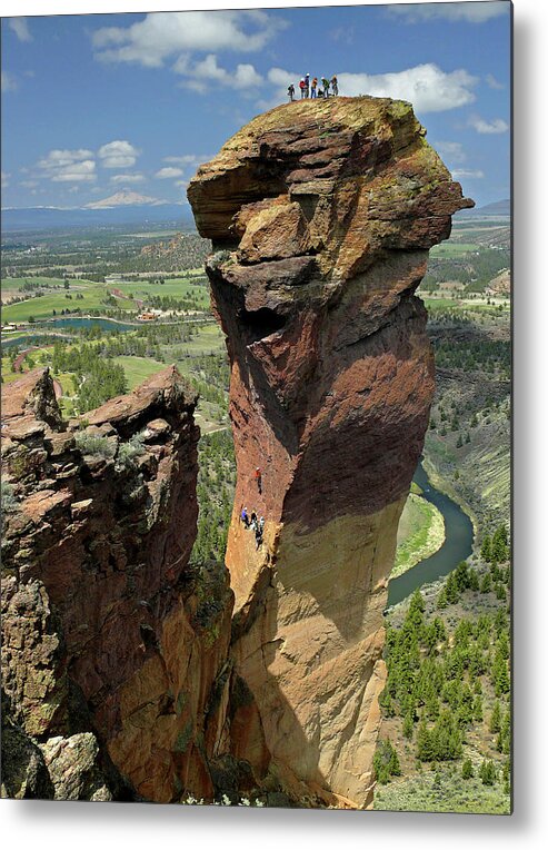 Dm5314 Metal Print featuring the photograph DM5314 Climbers on Monkey Face Rock OR by Ed Cooper Photography