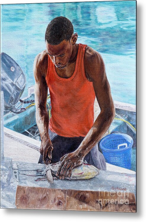 Roshanne Metal Print featuring the painting Dockside by Roshanne Minnis-Eyma