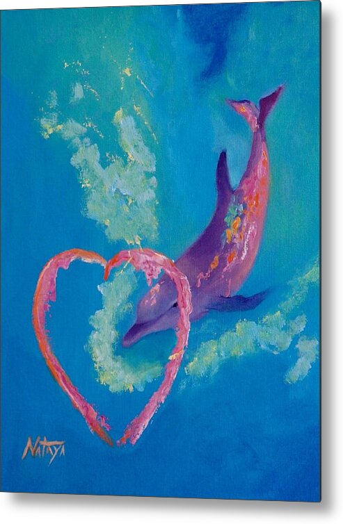 Dolphin Metal Print featuring the painting Portal of Love by Nataya Crow