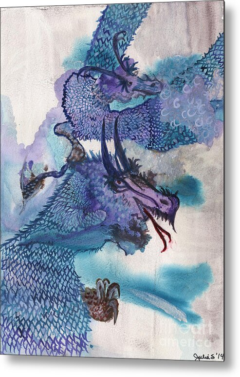 Dragon Metal Print featuring the painting Dragons by Julia Stubbe