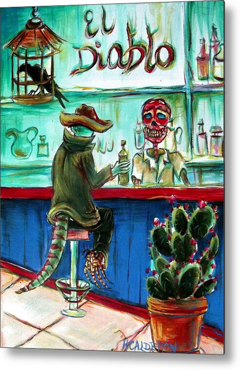 Day Of The Dead Metal Print featuring the painting El Diablo by Heather Calderon