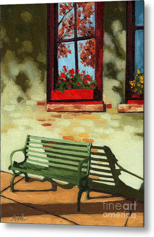 City Bench Metal Print featuring the painting Empty Bench by Linda Apple